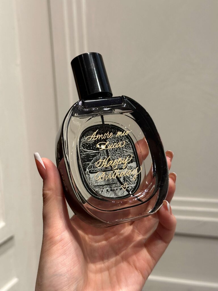 Diptyque fragrance with custom engraving that says Happy Birthday