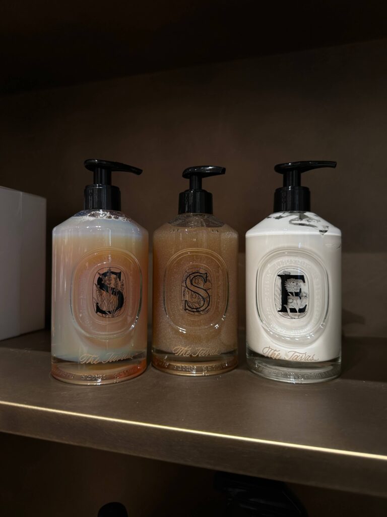 Diptyque soap and lotions engraved with names