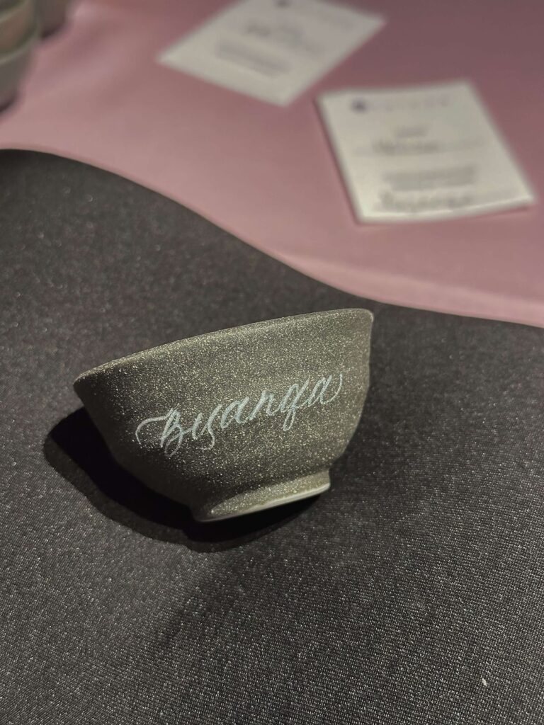 Engraved sake cup