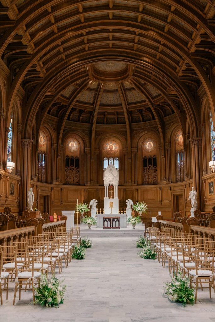 Wedding ceremony at St. Patrick's Seminary chapel in Menlo Park.